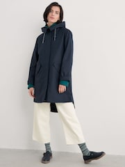 Seasalt Cornwall Blue Petite Seafaring Waterproof Coat - Image 1 of 5