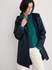 Seasalt Cornwall Blue Petite Seafaring Waterproof Coat - Image 2 of 5
