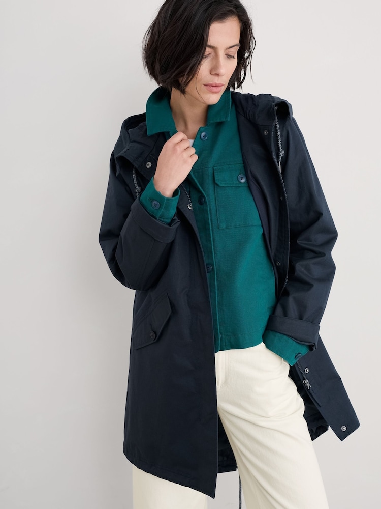 Seasalt Cornwall Blue Petite Seafaring Waterproof Coat - Image 2 of 5