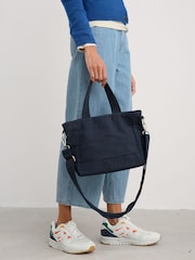 Seasalt Cornwall Blue Skyflow 100% Cotton Canvas Cross-Body Bag - Image 4 of 5