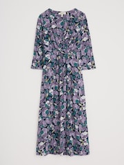 Seasalt Cornwall Purple Petite Chapelle 3/4 Sleeve 100% Organic Cotton Jersey Dress - Image 4 of 5