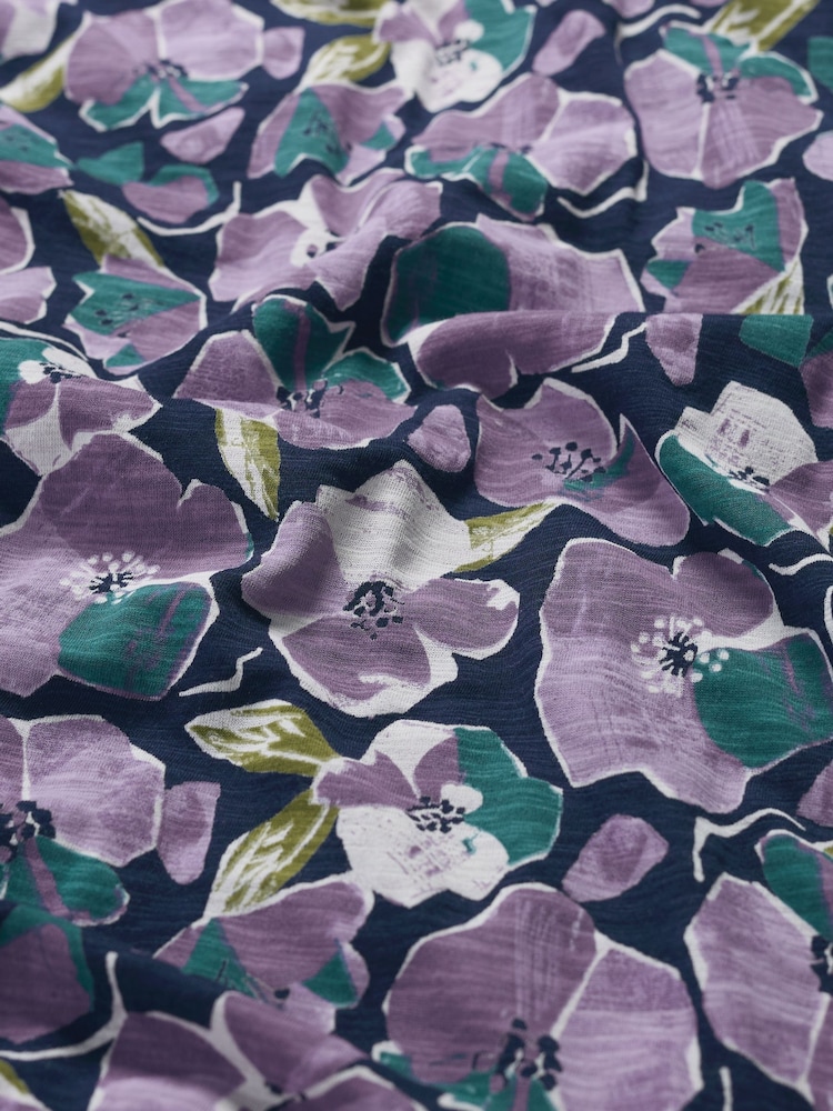 Seasalt Cornwall Purple Petite Chapelle 3/4 Sleeve 100% Organic Cotton Jersey Dress - Image 5 of 5