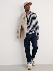 Seasalt Cornwall Blue Mens 100% Cotton Sailor Shirt With Crew Neck - Image 3 of 5