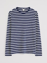 Seasalt Cornwall Blue Mens 100% Cotton Sailor Shirt With Crew Neck - Image 4 of 5