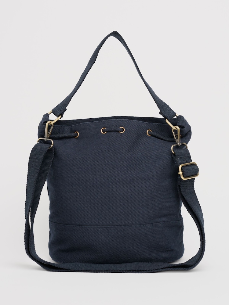 Seasalt Cornwall Blue Handtied 100% Cotton Bucket Bag - Image 2 of 8