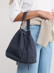 Seasalt Cornwall Blue Handtied 100% Cotton Bucket Bag - Image 6 of 8