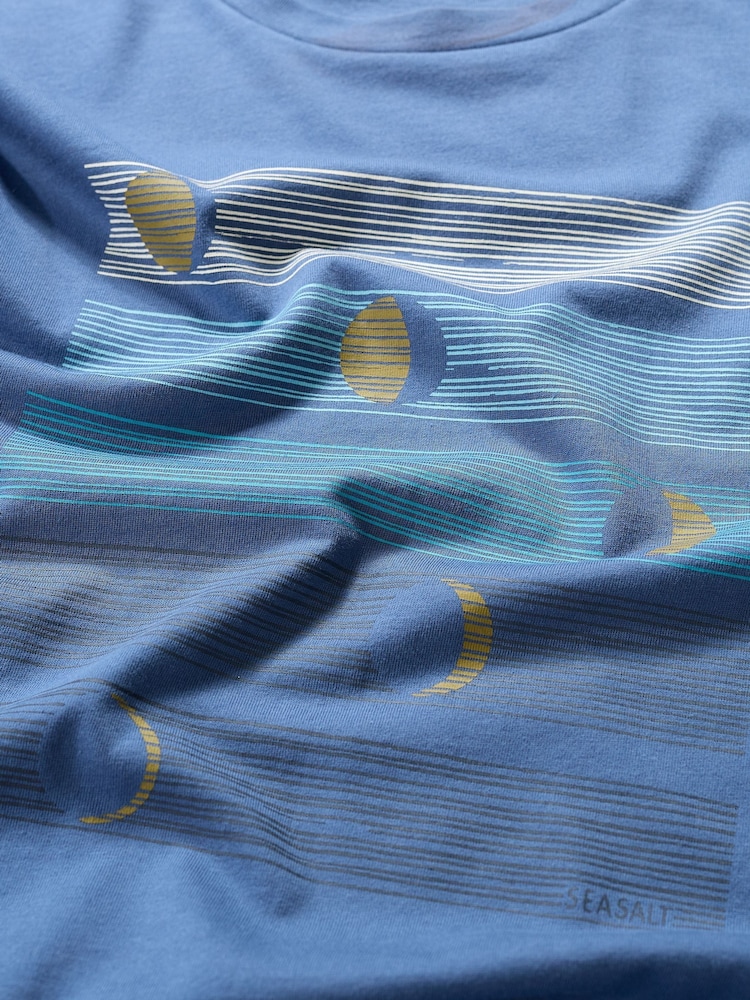 Seasalt Cornwall Blue Mens Midwatch 100% Cotton T-Shirt - Image 5 of 5