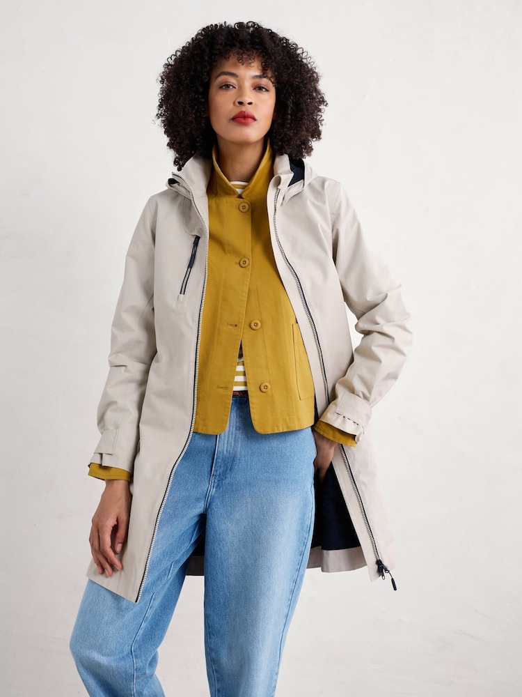 Seasalt Cornwall Natural Tall Coverack Waterproof Coat - Image 1 of 5 Seasalt Cornwall Natural Tall Coverack Waterproof Coat - Image 1 of 5