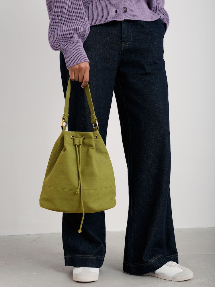 Seasalt Cornwall Green Handtied 100% Cotton Bucket Bag - Image 7 of 7 Seasalt Cornwall Green Handtied 100% Cotton Bucket Bag - Image 7 of 7