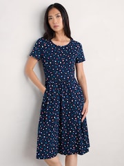 Seasalt Cornwall Blue Tall April Short Sleeve Dress - Image 1 of 5