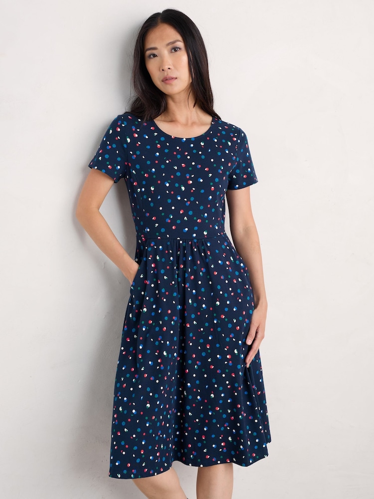 Seasalt Cornwall Blue Tall April Short Sleeve Dress - Image 1 of 5