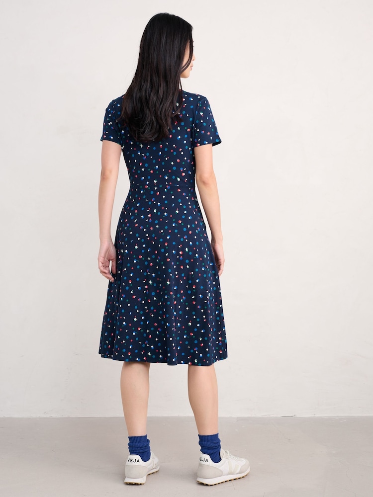 Seasalt Cornwall Blue Tall April Short Sleeve Dress - Image 2 of 5