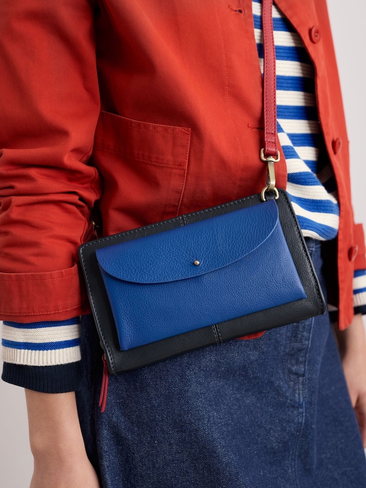 Seasalt Cornwall Blue Multitude Leather Cross-Body Bag - Image 5 of 5