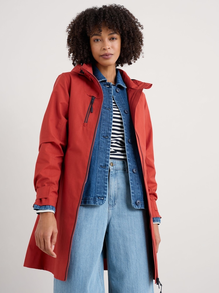 Seasalt Cornwall Orange Tall Coverack Waterproof Coat - Image 2 of 5 Seasalt Cornwall Orange Tall Coverack Waterproof Coat - Image 2 of 5