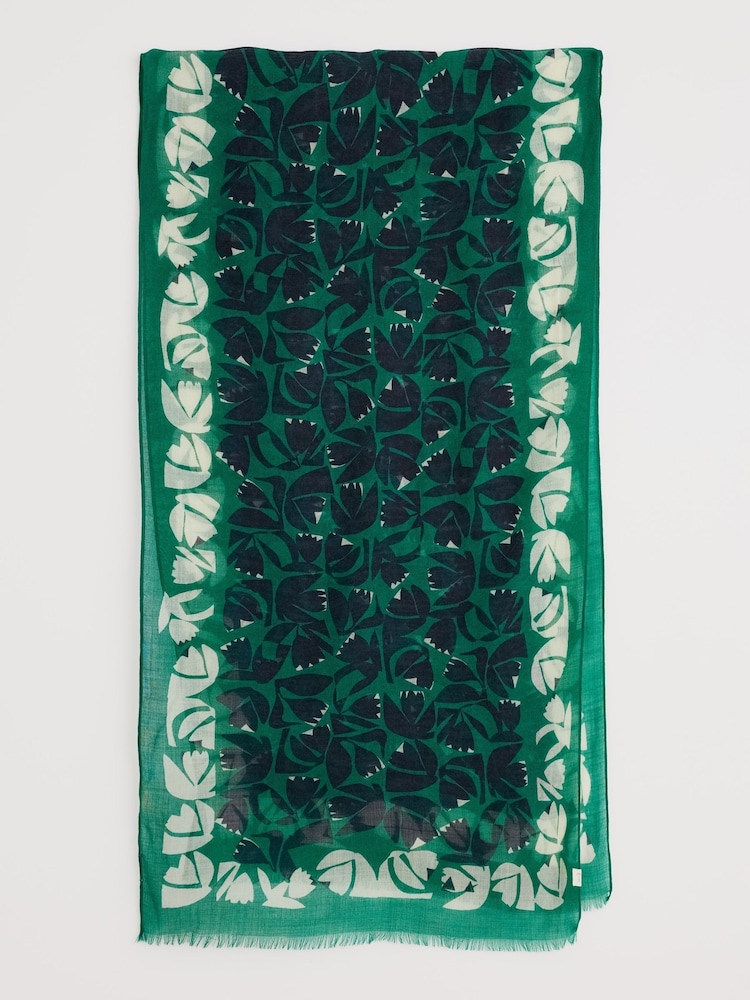 Seasalt Cornwall Green Pretty Printed Scarf - Image 1 of 6