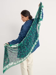 Seasalt Cornwall Green Pretty Printed Scarf - Image 4 of 6