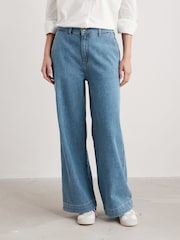 Seasalt Cornwall Blue Tall Petite Penwith Straight Leg Jeans With Stretch - Image 1 of 5