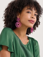 Seasalt Cornwall Pink Flowering Rush Earrings - Image 3 of 4