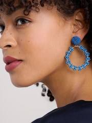 Seasalt Cornwall Blue Beaded Circle Earrings - Image 3 of 4