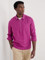 Seasalt Cornwall Purple Mens Artists 100% Linen Shirt - Image 1 of 5