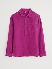 Seasalt Cornwall Purple Mens Artists 100% Linen Shirt - Image 4 of 5