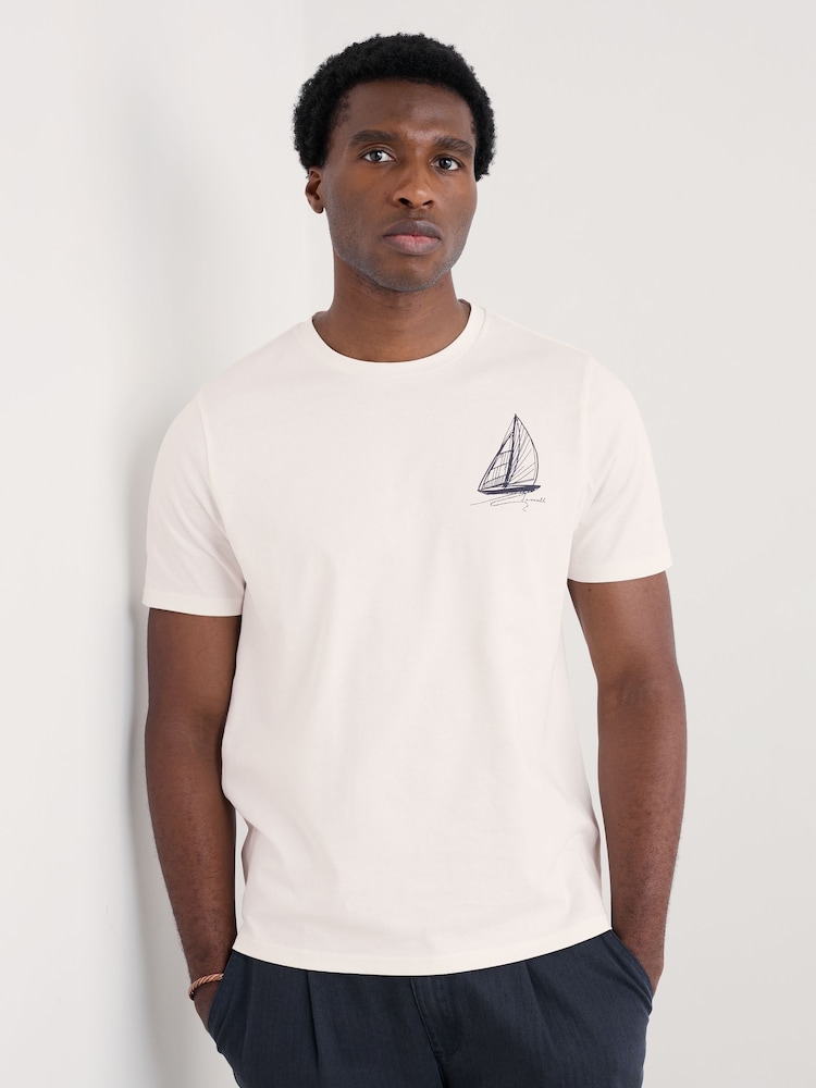 Белый - Seasalt Cornwall Mens Loggerhead 100% Cotton T-Shirt - Image 1 of 5