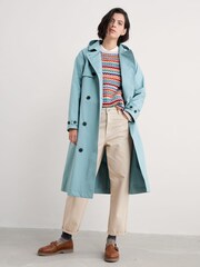 Seasalt Cornwall Blue Tall Penweathers Waterproof Trench 100% Cotton Coat - Image 3 of 5