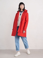 Seasalt Cornwall Red Petite Cloudburst 100% Cotton Waterproof Trench Coat - Image 1 of 5