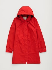 Seasalt Cornwall Red Petite Cloudburst 100% Cotton Waterproof Trench Coat - Image 4 of 5