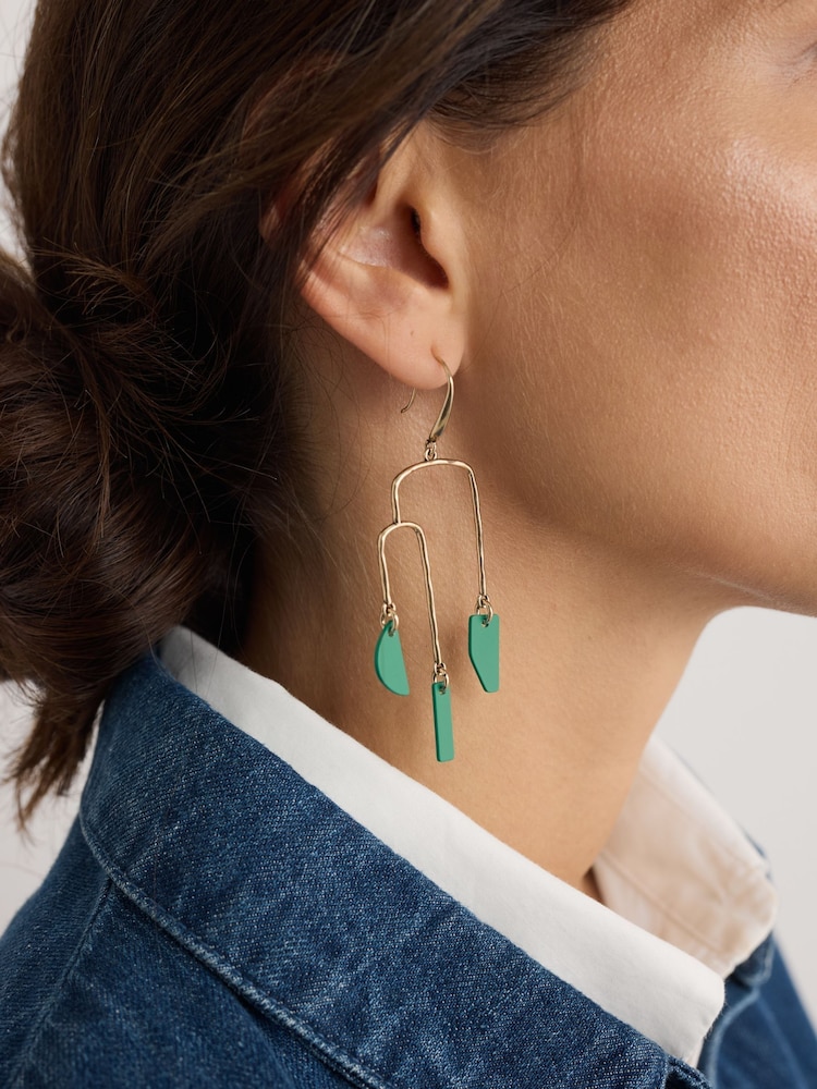 Seasalt Cornwall Green Earth to Sky Gold Tone Drop Earrings - Image 4 of 4