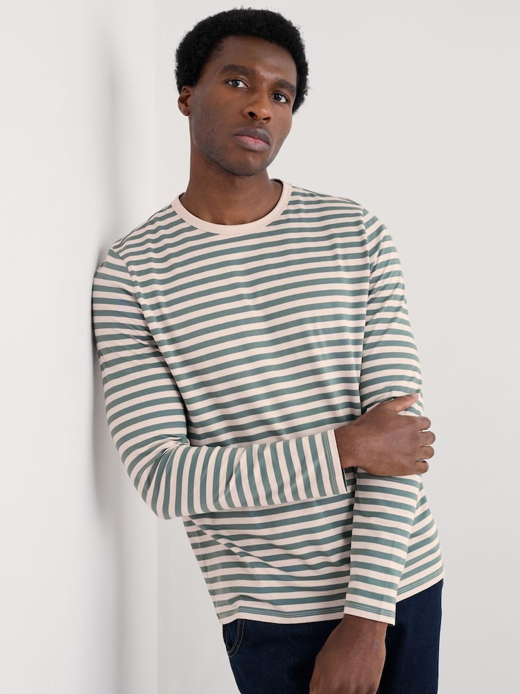 Seasalt Cornwall Green Mens Sailor 100% Cotton With Crew Neck T-Shirt - Image 1 of 5