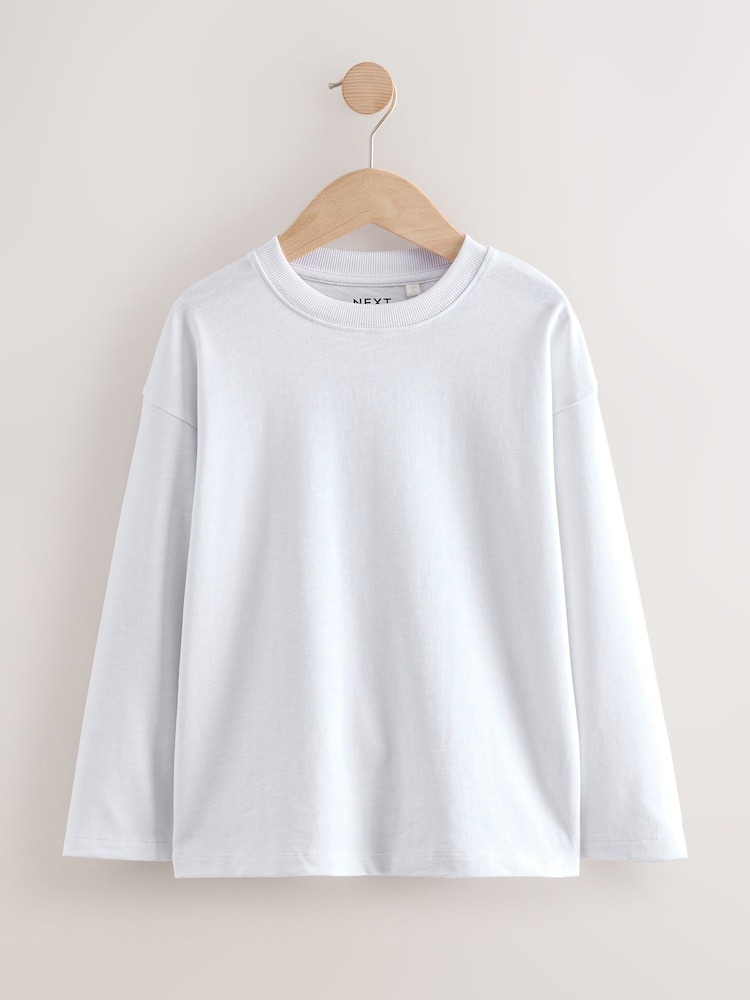 White Relaxed Fit Long Sleeve Cosy T-Shirt (3-16yrs) - Image 1 of 4 White Relaxed Fit Long Sleeve Cosy T-Shirt (3-16yrs) - Image 1 of 4