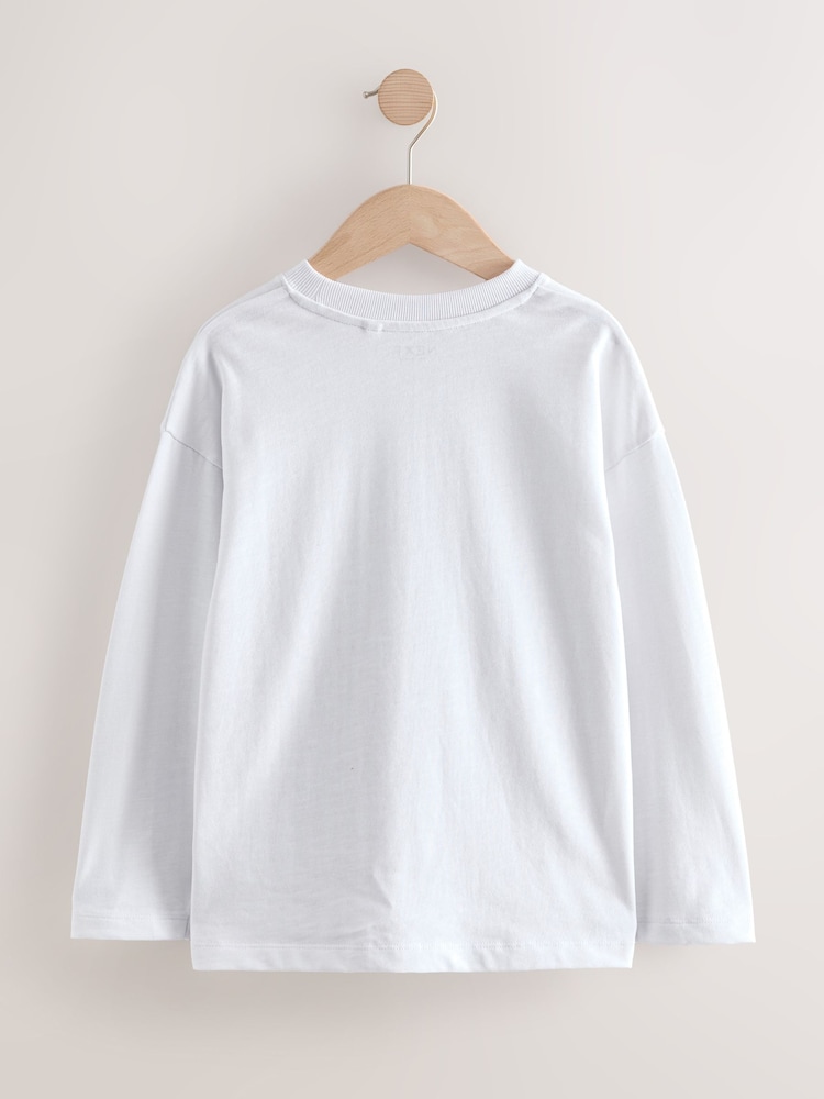 White Relaxed Fit Long Sleeve Cosy T-Shirt (3-16yrs) - Image 2 of 4 White Relaxed Fit Long Sleeve Cosy T-Shirt (3-16yrs) - Image 2 of 4