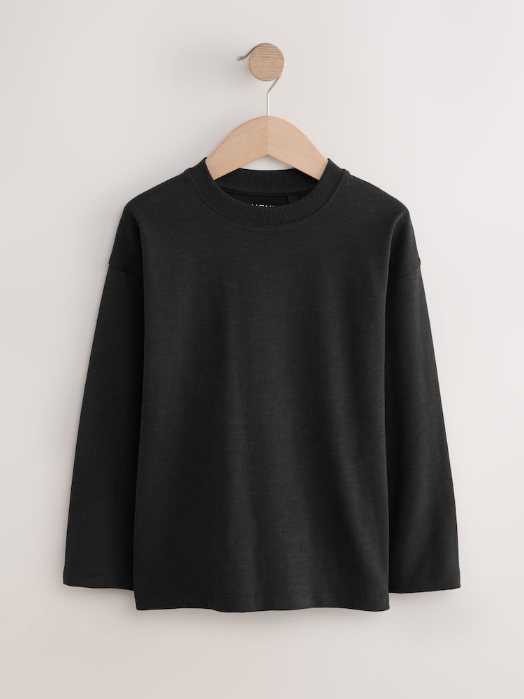 Black Relaxed Fit Long Sleeve Cosy T-Shirt (3-16yrs) - Image 1 of 4