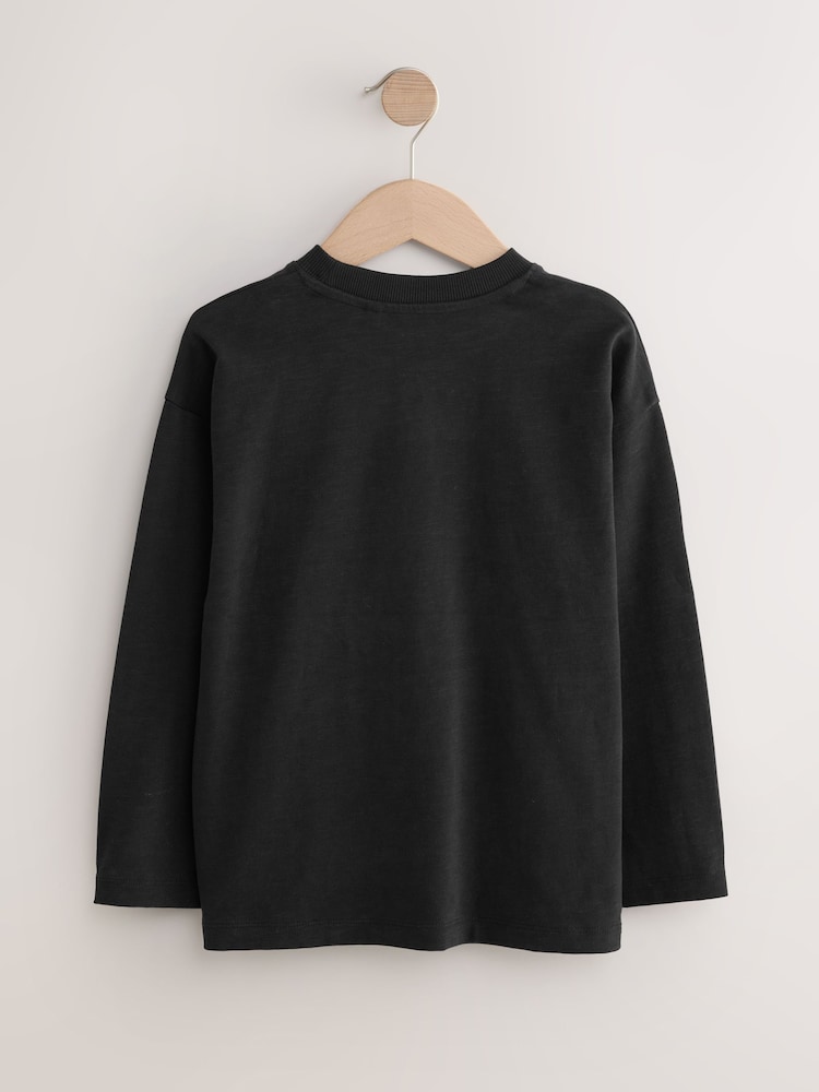 Black Relaxed Fit Long Sleeve Cosy T-Shirt (3-16yrs) - Image 2 of 4