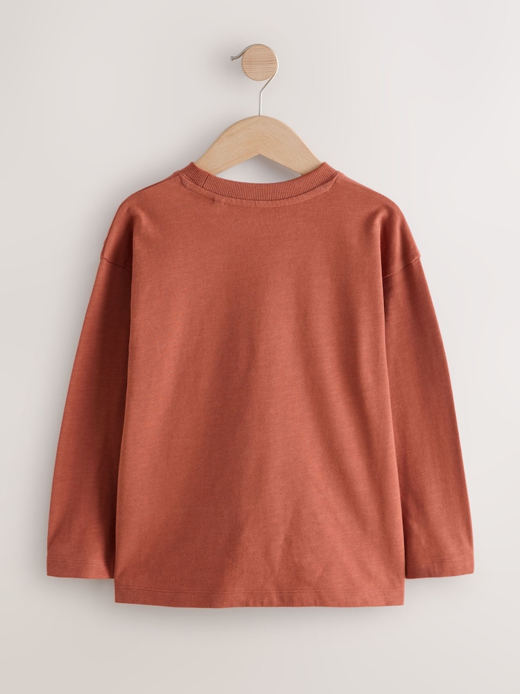 Rust Red Relaxed Fit Long Sleeve Cosy T-Shirt (3-16yrs) - Image 1 of 4 Rust Red Relaxed Fit Long Sleeve Cosy T-Shirt (3-16yrs) - Image 1 of 4