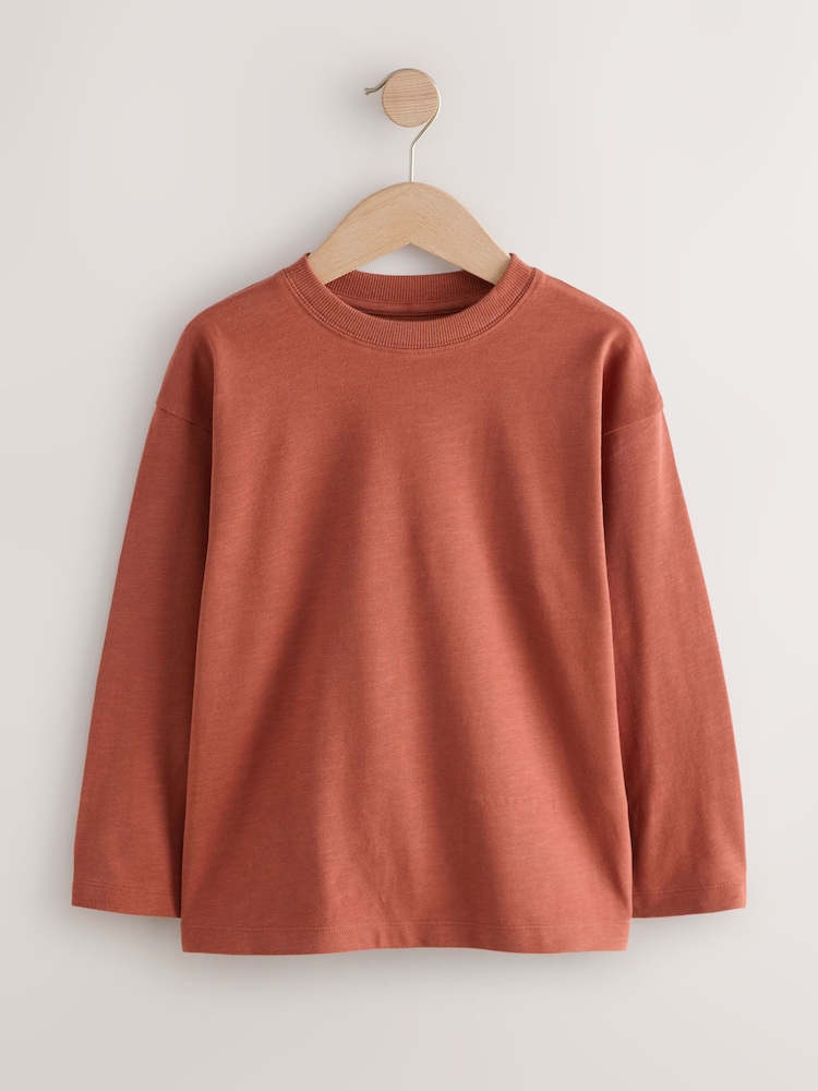 Rust Red Relaxed Fit Long Sleeve Cosy T-Shirt (3-16yrs) - Image 4 of 4