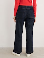 Seasalt Cornwall Blue Petite Petite Sennen Cove Wide Leg 100% Cotton Jeans - Image 2 of 5