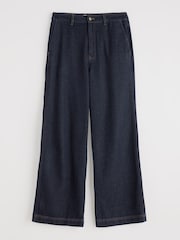 Seasalt Cornwall Blue Petite Petite Sennen Cove Wide Leg 100% Cotton Jeans - Image 4 of 5