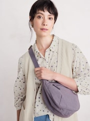 Seasalt Cornwall Purple Kevern Cross-Body 100% Cotton Sling Bag - Image 3 of 4