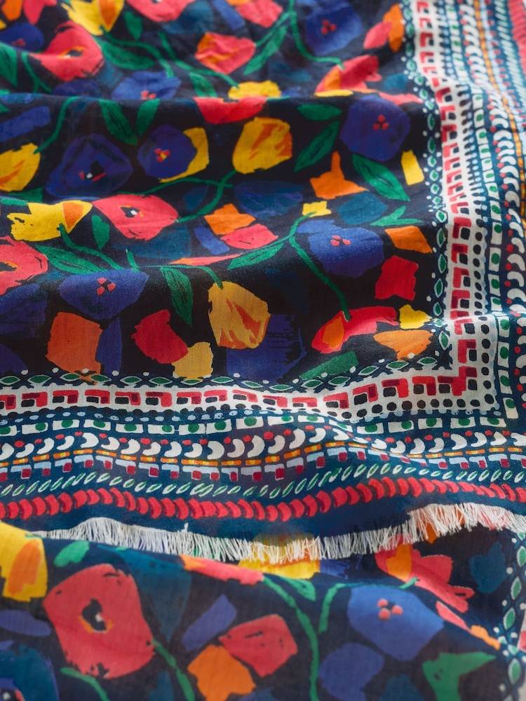 Seasalt Cornwall Black Multi May Garland Printed Scarf - Image 5 of 5 Seasalt Cornwall Black Multi May Garland Printed Scarf - Image 5 of 5