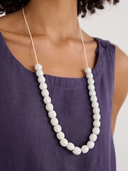 Seasalt Cornwall White Moorland Haze Bead Necklace - Image 3 of 4