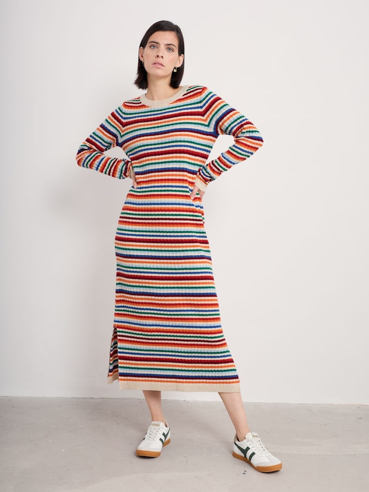 Seasalt Cornwall Green/Red Petite Multi Wall Penny Merino Dress - Image 1 of 5 Seasalt Cornwall Green/Red Petite Multi Wall Penny Merino Dress - Image 1 of 5