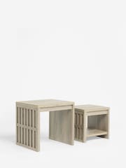 Light Oak Effect Hoxton Textured Front Set of 2 Nest of Tables - Image 9 of 9