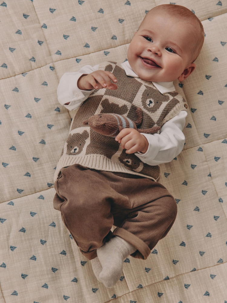 Neutral Bear Knitted Vest Shirt and Trouser Baby Set (0mths-2yrs) - Image 1 of 3