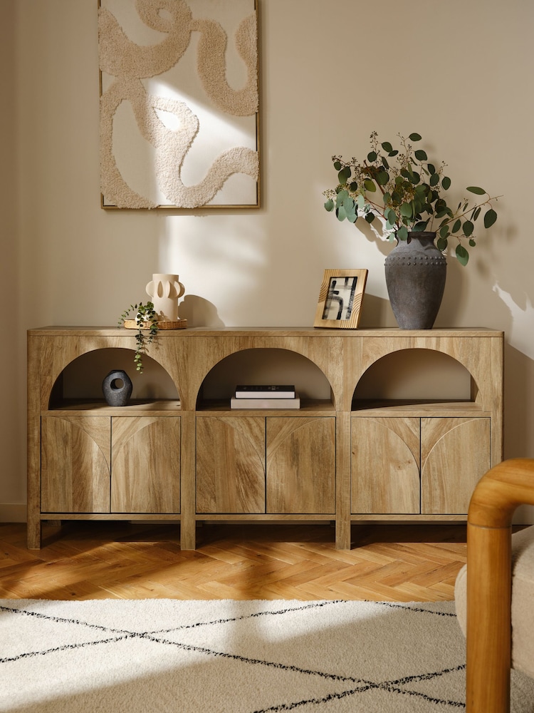 Natural Arches Mango Wood Effect Space Saving Large Sideboard - Image 2 of 9