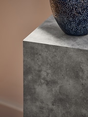 Grey Travertine Effect Plinth Side Table - Image 2 of 5
