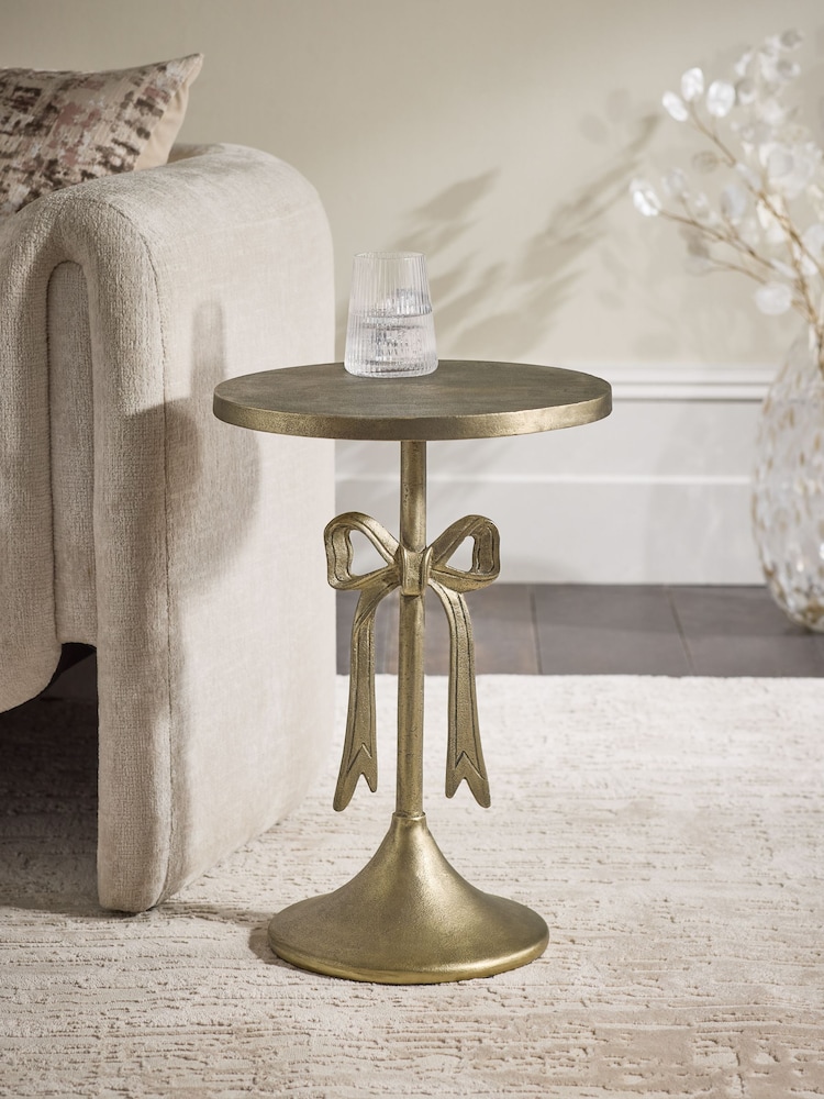 Gold Metal Bow Side Table - Image 1 of 6