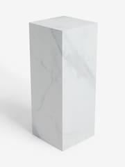 White Travertine Effect Plinth Side Table - Image 5 of 6