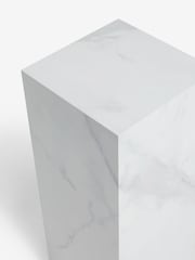 White Travertine Effect Plinth Side Table - Image 6 of 6